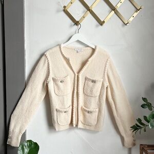 J Crew Odette Sweater Lady Jacket with Jewel Buttons